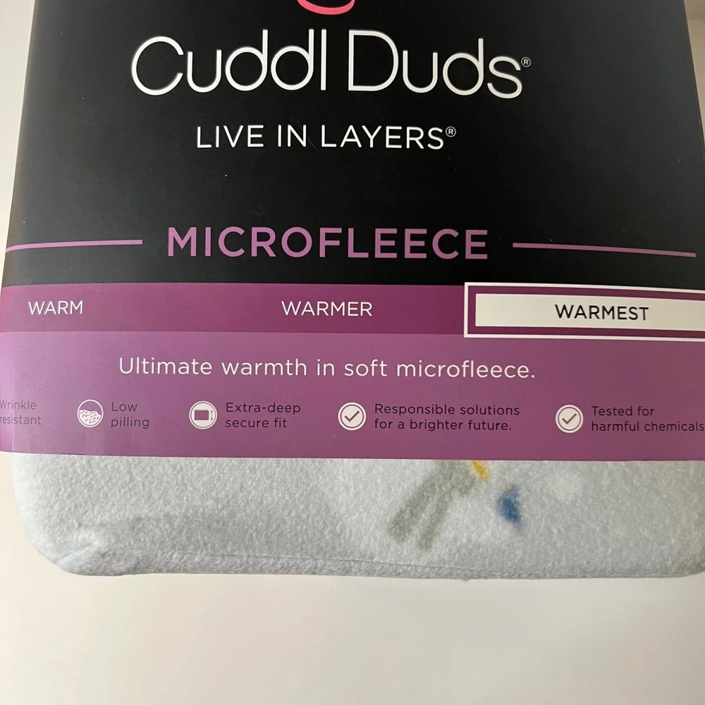 Cuddl Duds‎ MicroFleece Full Sheet Set Snowmen Polyester Gray White NIP